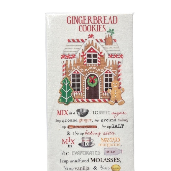 Mary Lake Christmas Gingerbread Cookie Recipe Flour Sack Towel - Picture 3 of 5